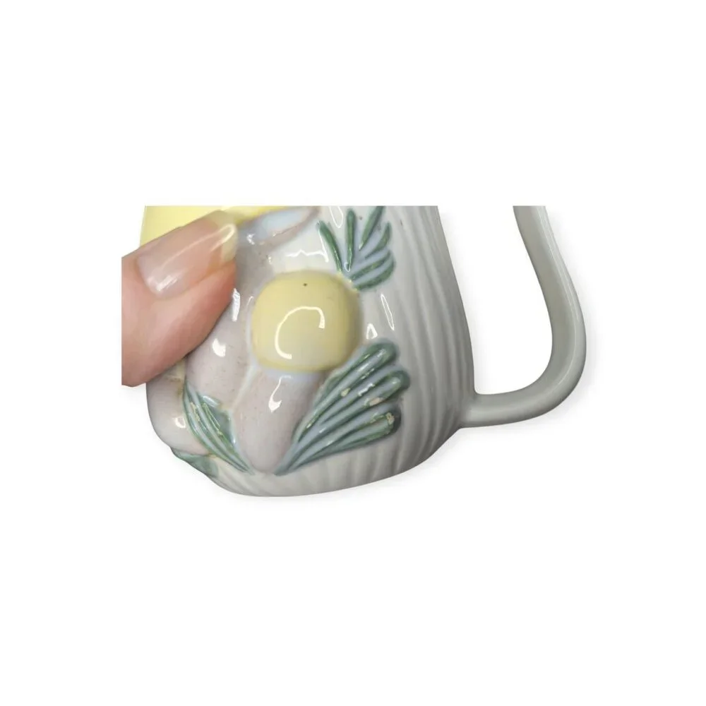 Vintage Ceramic Yellow Mushroom Mugs Set of 4 Signed Jane Roberts 1976